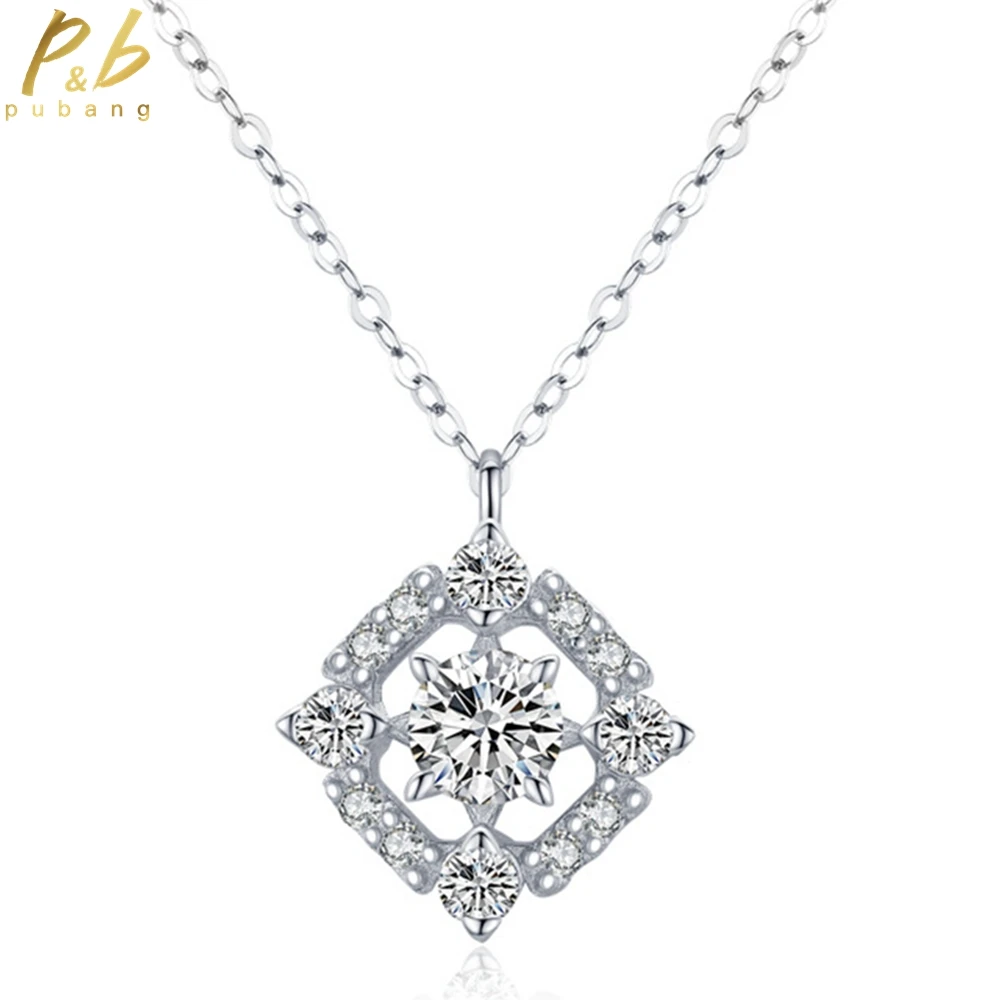 

PuBang Fine Jewelry Solid 925 Sterling Silver Full High Carbon Diamond Pendant Necklace for Women Anniversary Gift Drop Shipping