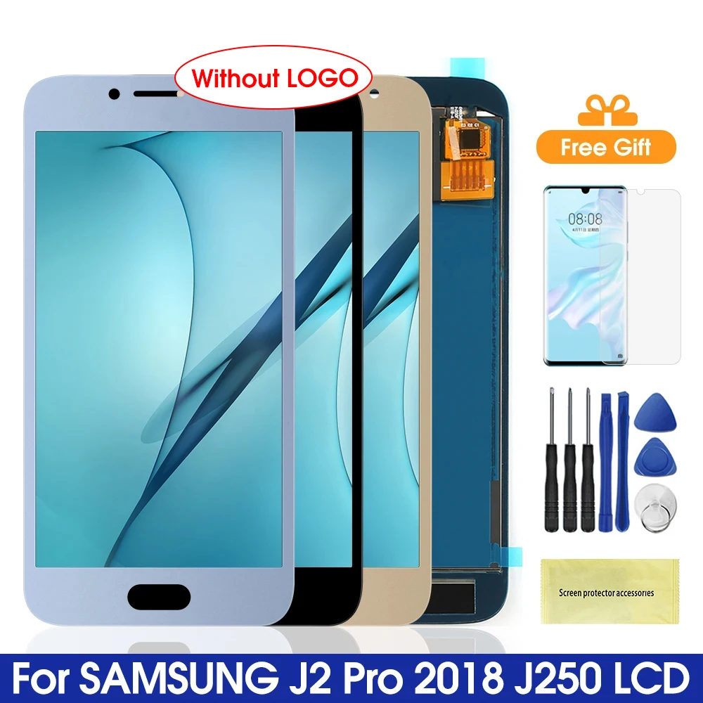 Adjust Brightness J250 LCD For Samsung Galaxy J2 Pro 2018 Display Touch Screen Digitizer Assembly For Samsung J250 J250F J250H