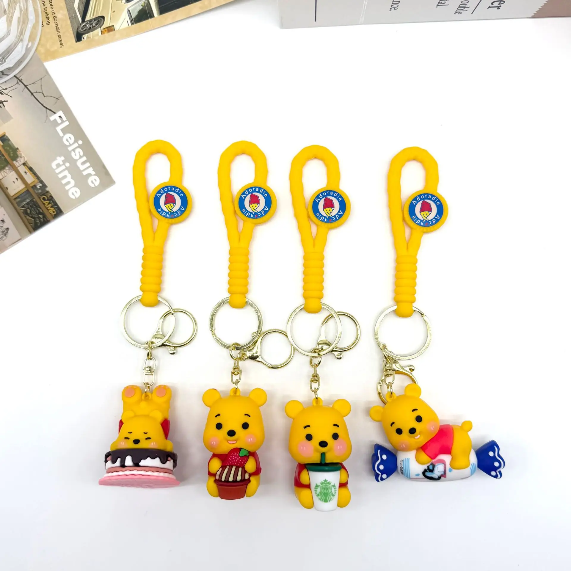 

Creative Cartoon Foodie Winnie The Pooh Doll Keychain Hanging Bag Car Keychain Accessories Gift Y2k Fashion Toys Anime