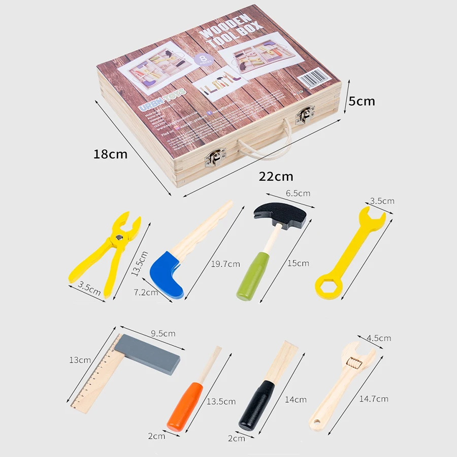 Frühe Bildung Holz tragbare Kinder Werkzeugkasten Reparatur Set Kombination Puzzle Spielhaus Demontage Spielzeug Jungen