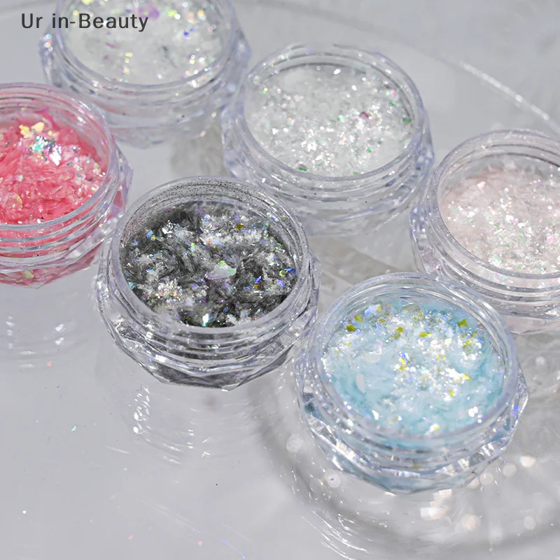Sparkling 6-color Opal Pink Neon Pink High Gloss Cloud Brocade Pink Illusion Mirror Handmade Decoration Nail Glitter Accessory