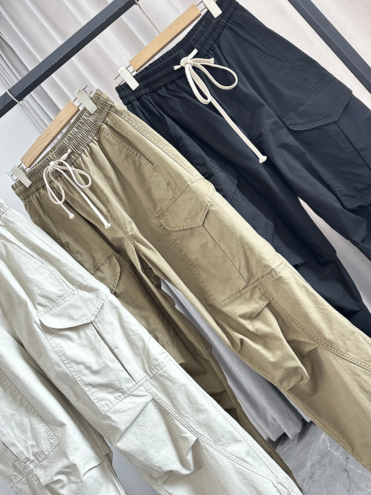 Outdoor Work Pants Loose Wide Leg Men's Cotton Natural Waist 3D Tailoring Dad Pants Simple Style Mountain Series