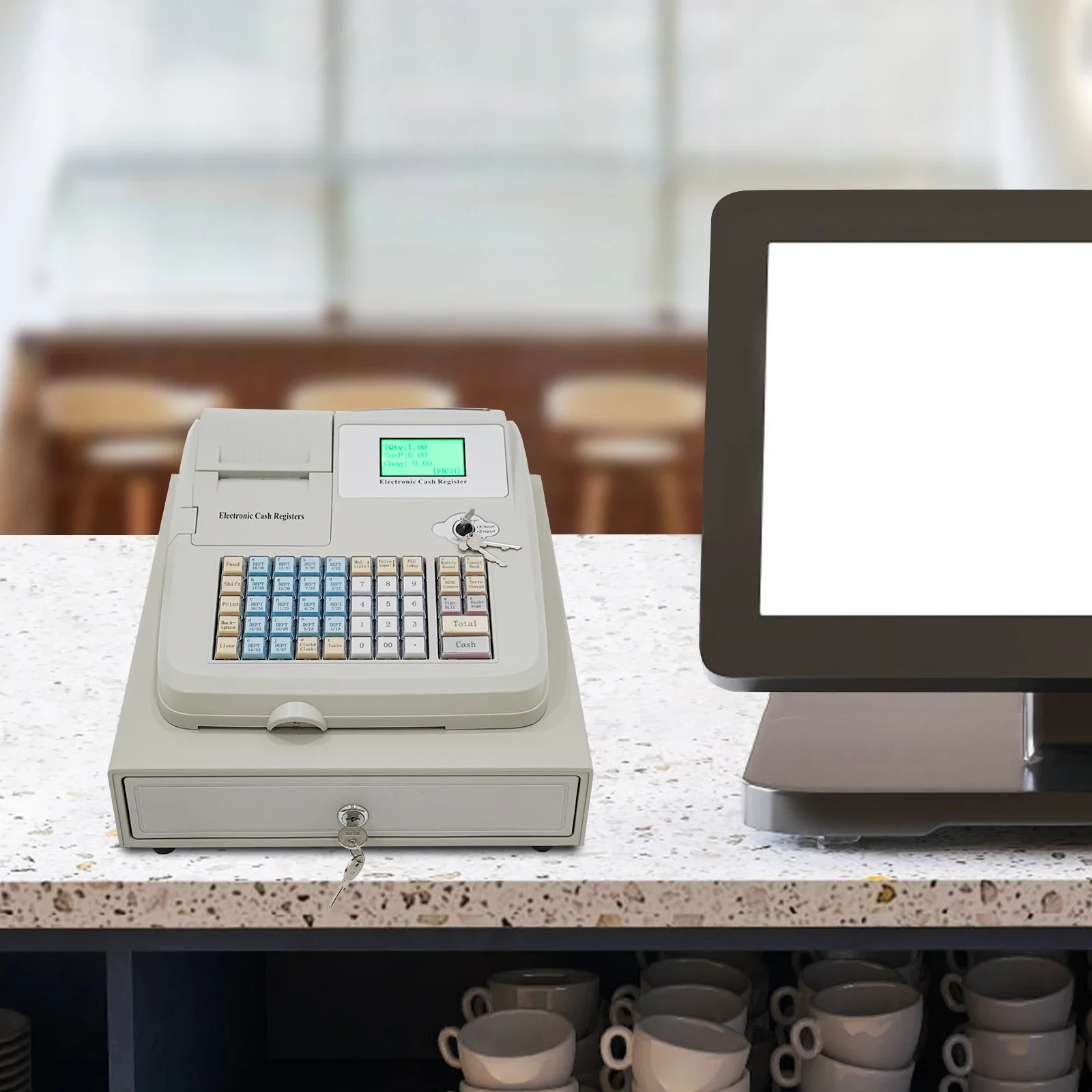 Elektronische kassa met 48 toetsen en ladekast Intelligente kassa Computer Digitale LED-display POS-kassier