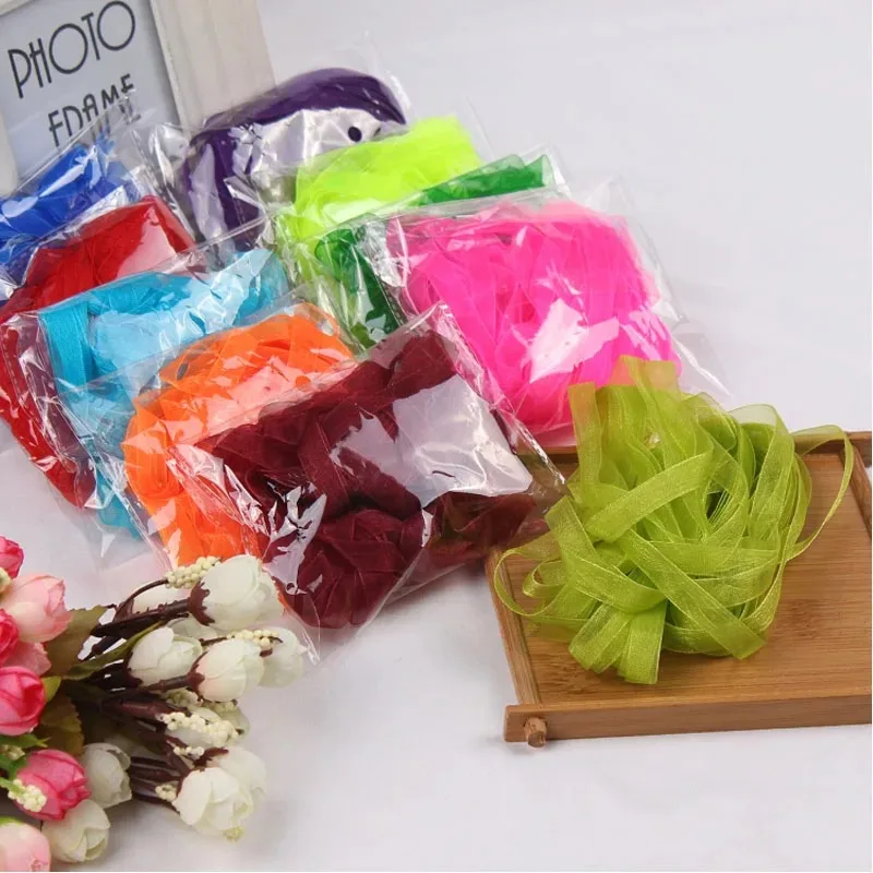 10Meters 6/10mm Chiffon Organza Ribbon Sewing Fabric Supplies Craft Gift Wrapping Headwear DIY Decoration Clothing Accessories
