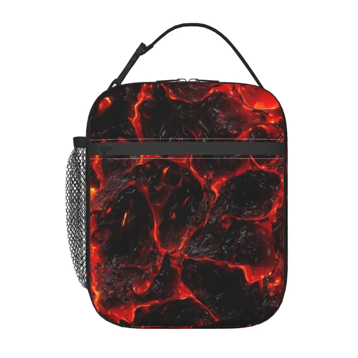 Magma Volcano Lava Fire Insulated Lunch Bag for Women Kids Portable Food Boxes Thermal Lunch Box Tote