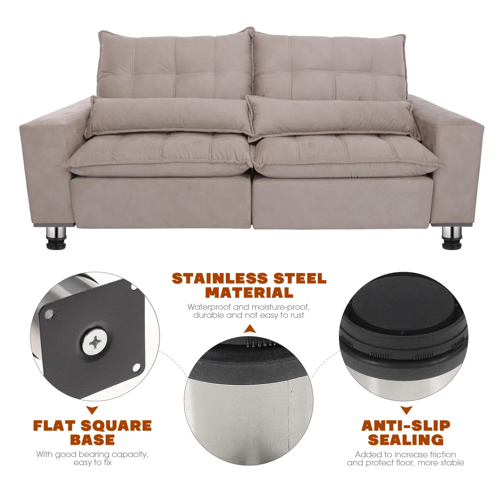 4 قطعة أرجل قطع الأثاث المستديرة القابلة للتعديل تدعم أقدام الفولاذ المقاوم للصدأ لرفوف خزائن ذاتية الصنع الثقيلة 60x50 مللي متر حجم 197x236x197 #4