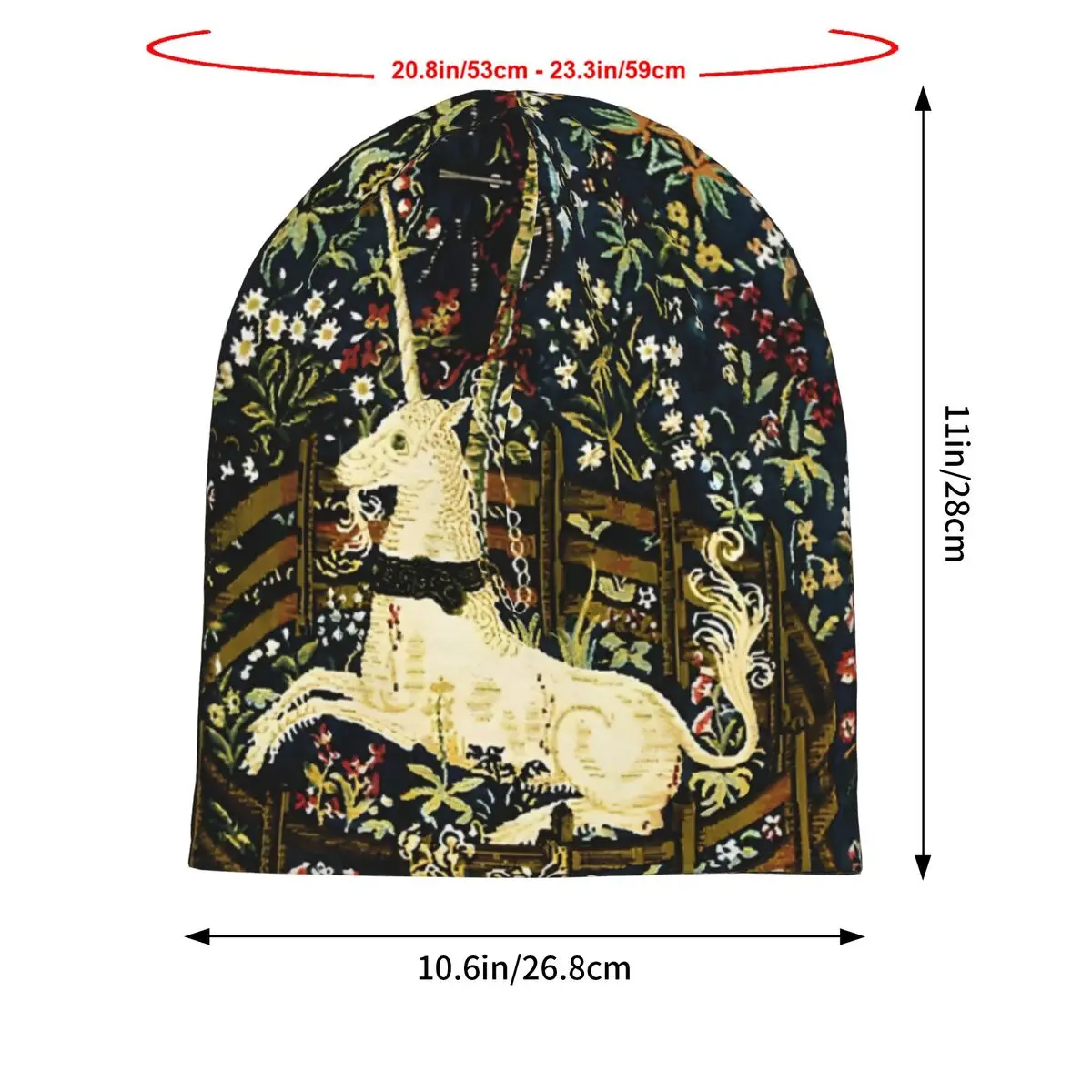 The Unicorn In Captivity Medieval Floral Tapestry Bath Mat Men's Beanies Printed Chemotherapy Pile Outdoor Turban Breathable