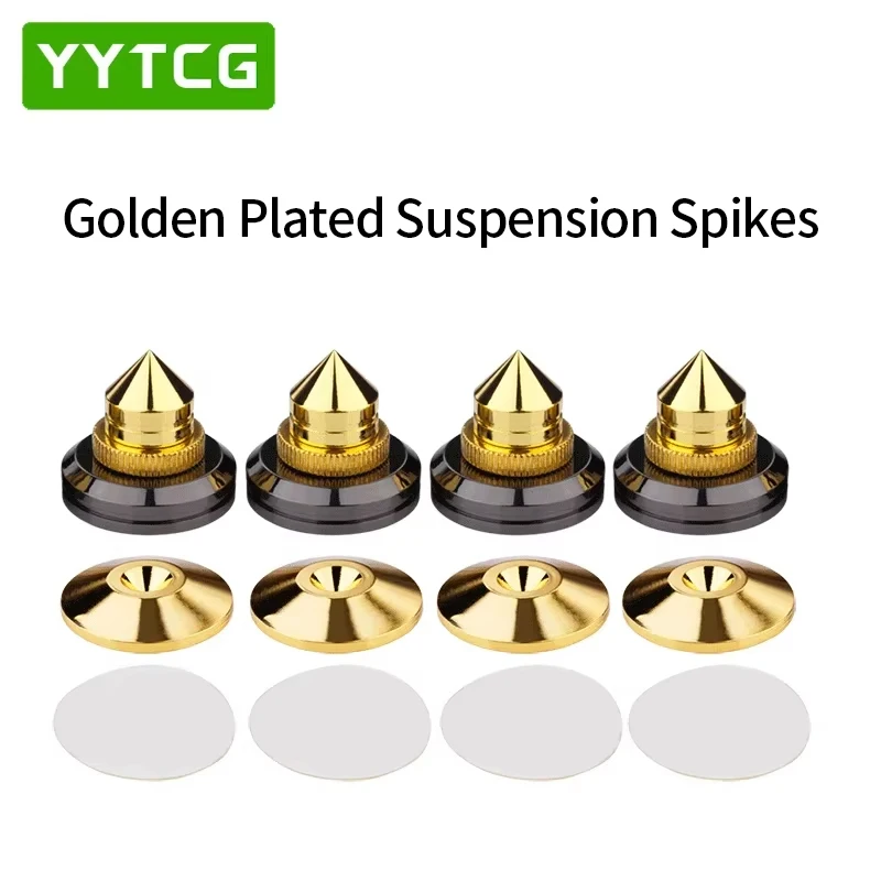 YYTCG 4 Sets speakers Stand Feet Foot Pad Pure copper gold loudspeaker box Spikes Cone Floor Foot Nail M28*28*25