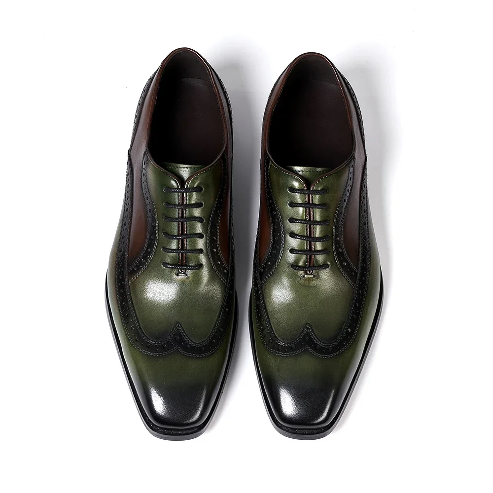 Luxury Italian Men's Oxfords Genuine Leather Brogue Wingtip Wedding Party Dress Shoes for Men Classic Lace-Up Office Formal Shoe