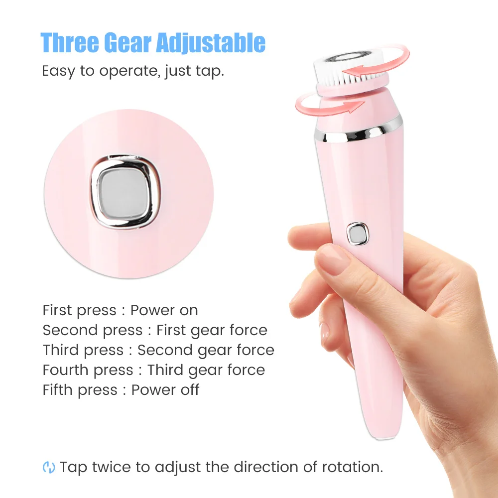4 in 1 Electric Facial Cleansing Brush Rechargeable Waterproof Spin Sonic Exfoliator Face Scrubber Cleanser Skin Care Machine - view 3
