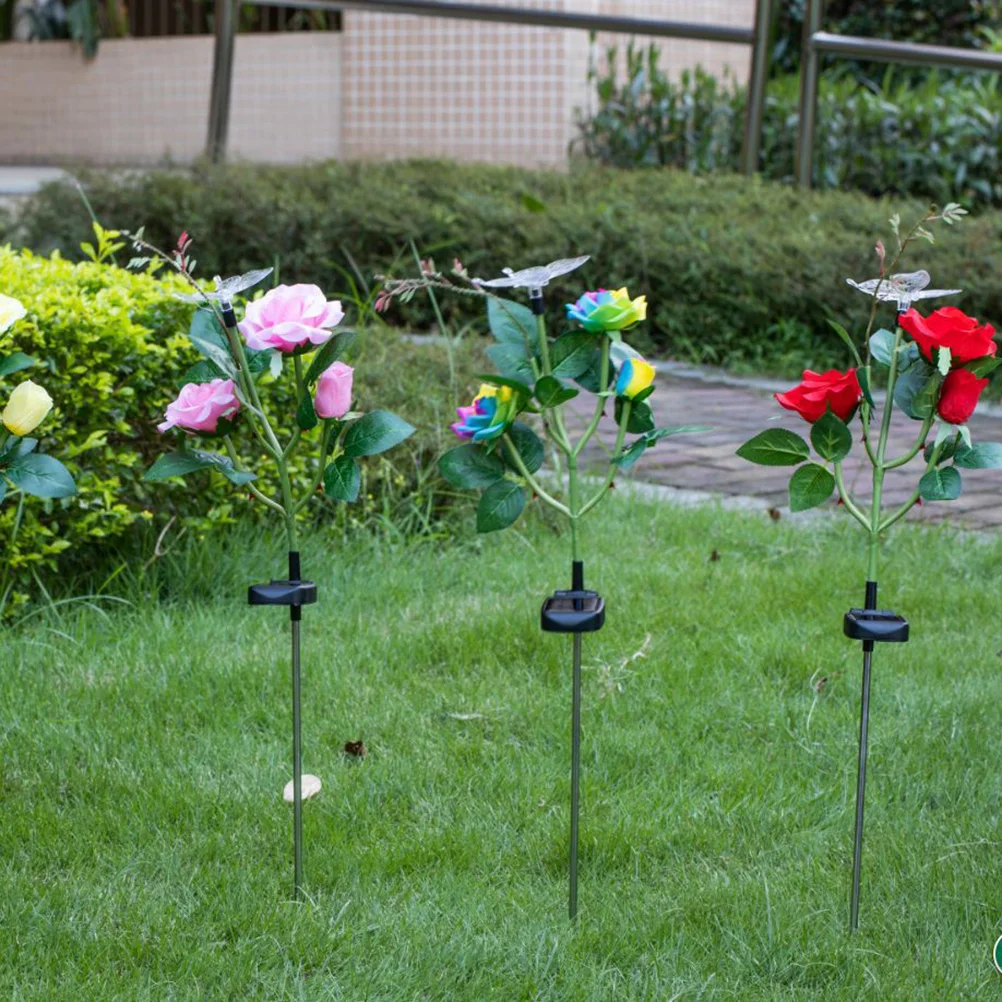 

Solar Lawn Light Garden Stake Landscape Lamp LED Flower Roses Outdoor Decorative Flowers Lights