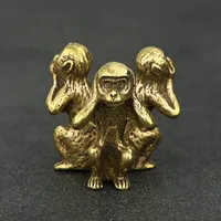 Retro Pure Copper Three Monkey Tea Pet Ornaments Home Decoration Accessories Monkey Statue Miniature Desk Decoration