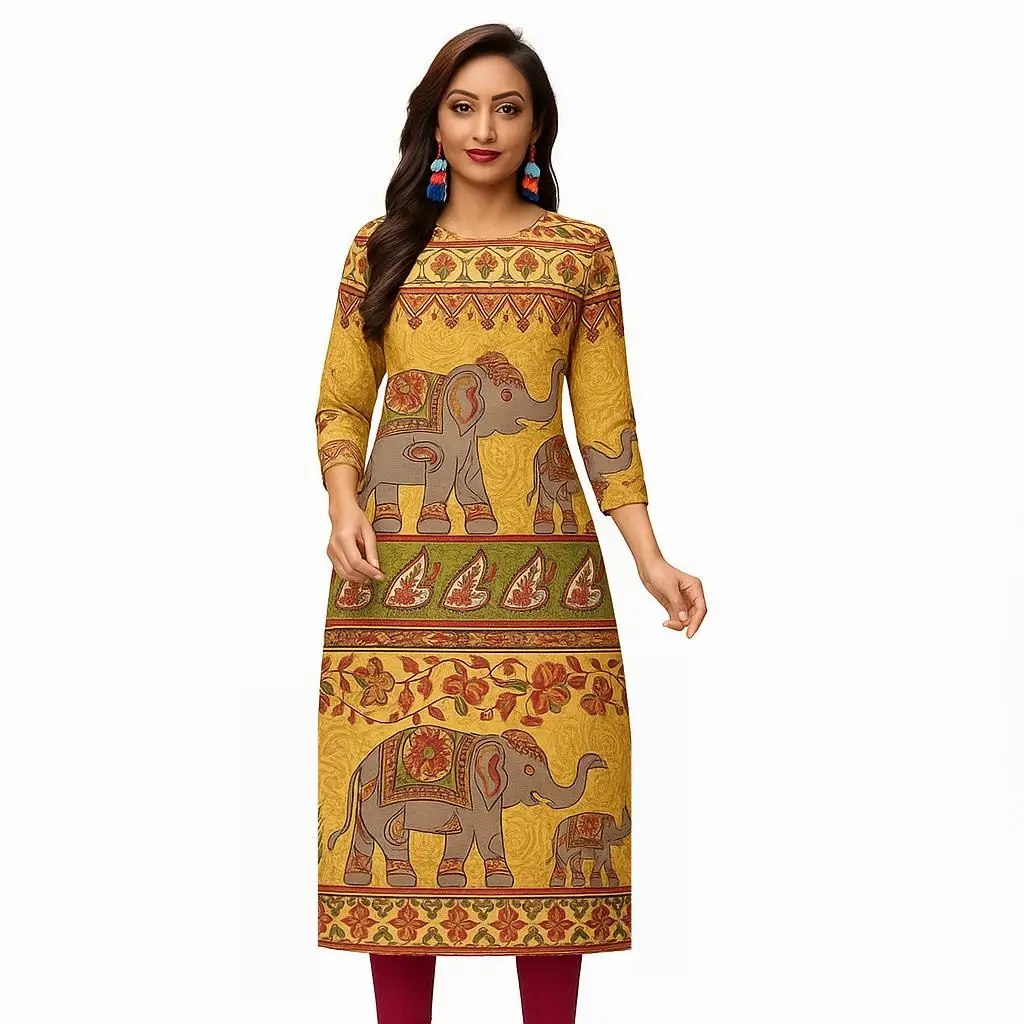 เดรสลำลองแฟชั่นผู้หญิง แขนยาว ทรงตรง สไตล์ชาติพันธุ์ คอกลม ไซส์ปกติ สินค้าใหม่ 2026