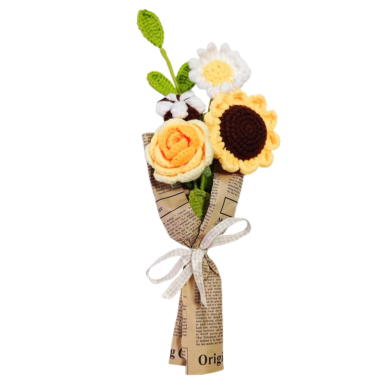 

Hand-Woven Flower Finished Sunflower Rose Bouquet Diy Home Flower Arrangement Simulation Flower Decoration Small Gift