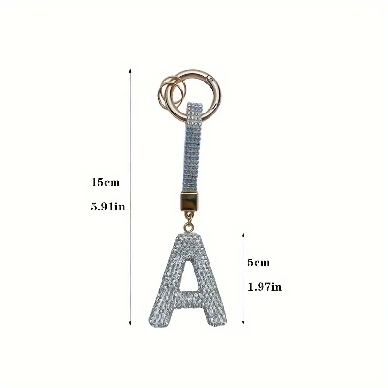 1pcs Light Luxury letter Keychain Full Rhinestone Alloy Key Rings Women Handbag Pendant Creative Key Chains Gift Key Rings