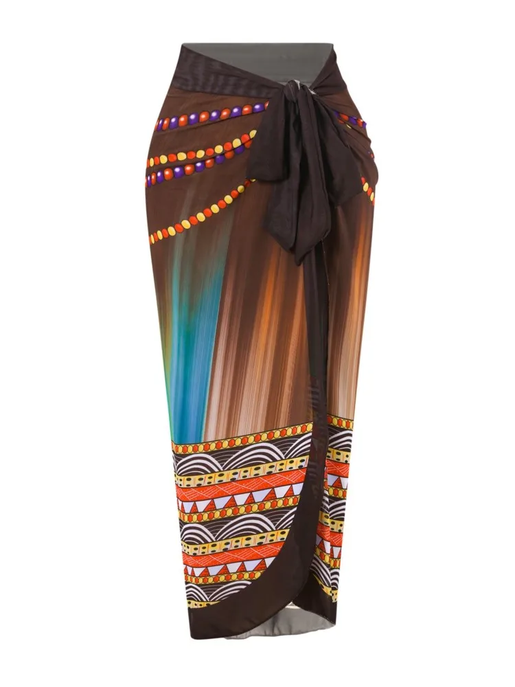 Mesh Retro Bikini Gedruckt Mode Badeanzug Und Cover Up Mit Rock Enge frauen Bandage Sommer Strand Luxus Elegante 2025