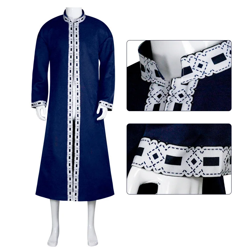 Costume Cosplay Retro Medieval para Homens e Mulheres, Traje Anime, Robe Azul, Roupas Pastor, Fato de Festa de Carnaval de Halloween