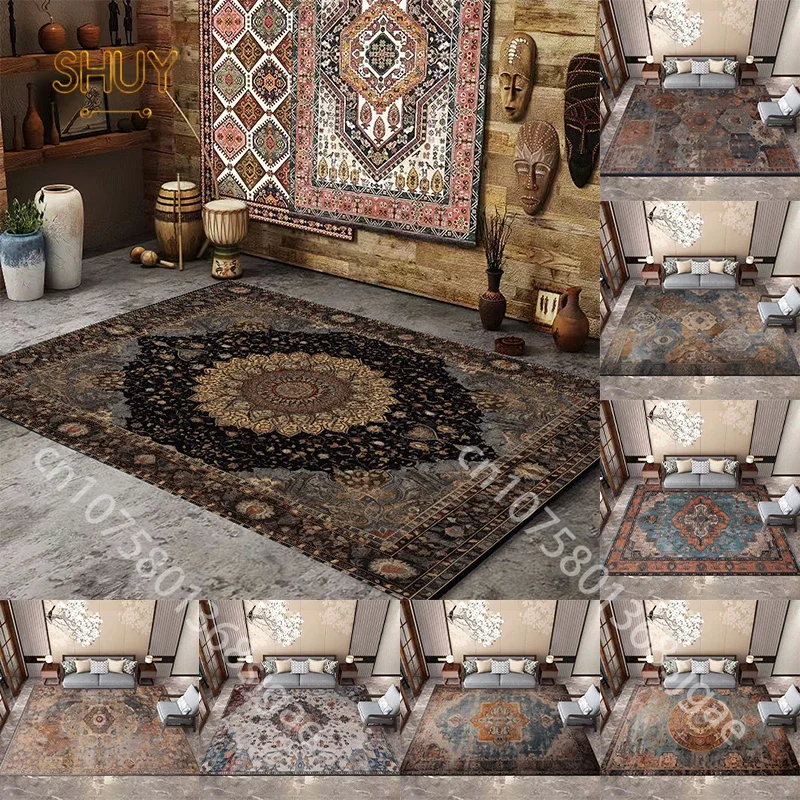 

Vintage Geometry Rug Large Area Carpet Living Room Luxury Carpets Home Decoration Aesthetic Table Non-slip Machine Washable Rugs