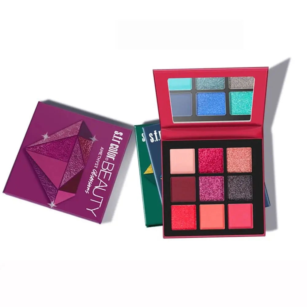 Paleta de Sombra Impermeável para Mulher, Acessórios de Maquiagem, Espumante, Matte, 9 Cores, Sombra, Brilhante, Não Gorduroso, Brilhante