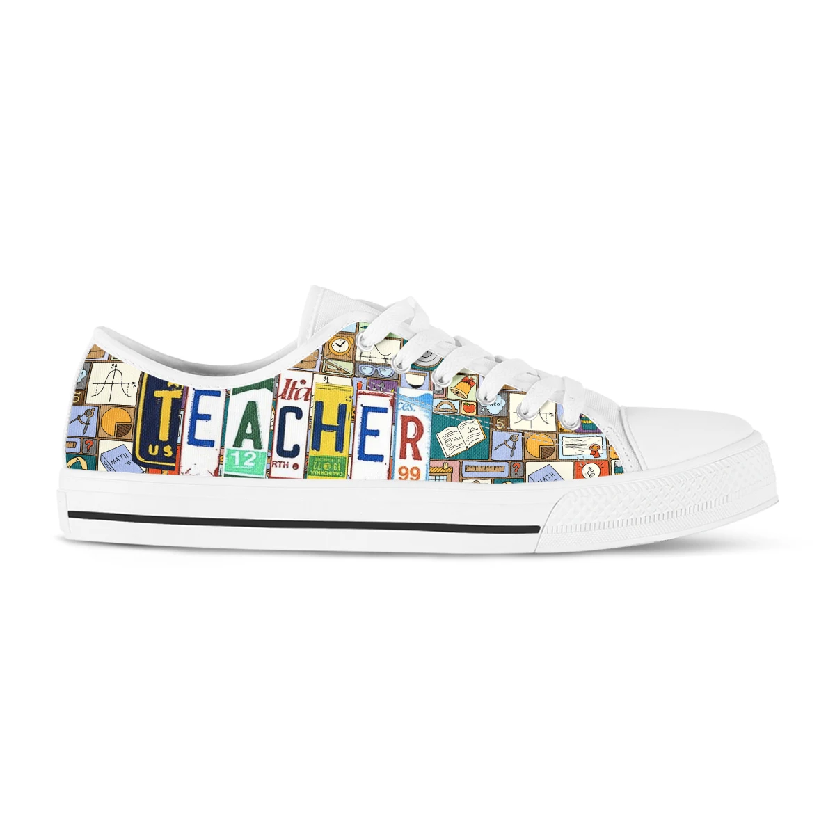 License Plate Teacher Women's Casual Canvas Sneakers Fashion Low-top Women Shoes Light Sole Candy Flats Female Canvas Shoes