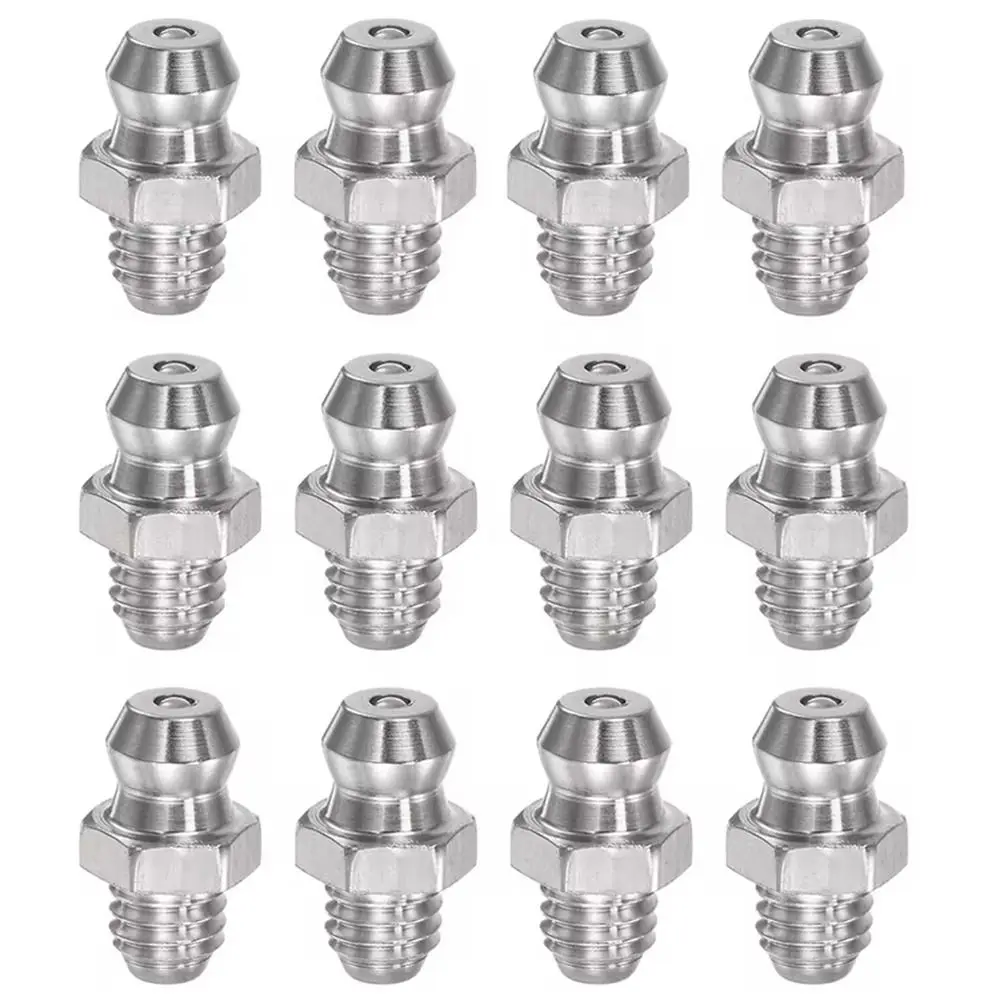 8/16Pcs M6 Thread Grease Nipples 201 Stainless Steel Straight Hydraulic Grease Fitting 14mm Height Car Filling Tools