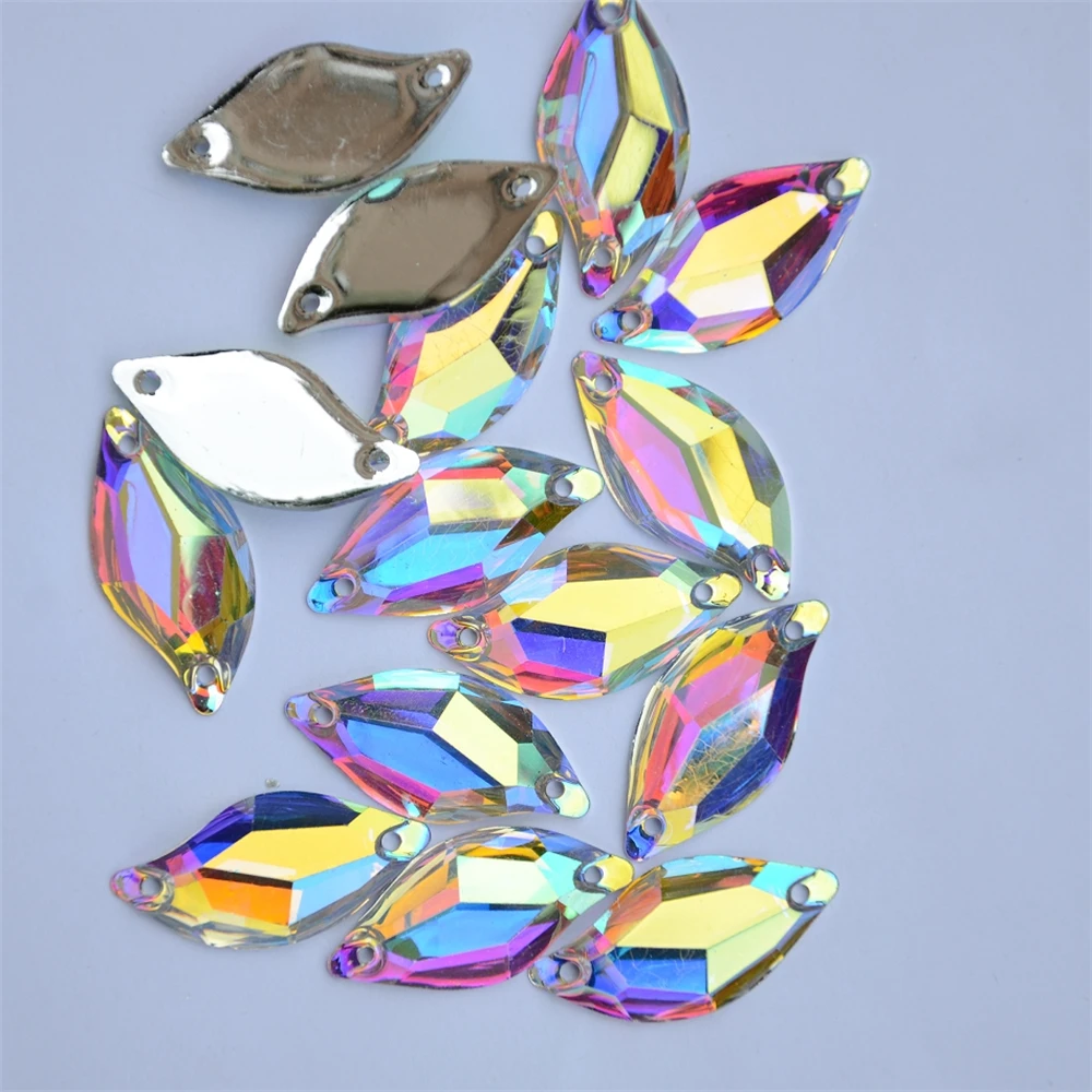 Best Quality Mermaid shape Resin Sewing Rhinestone Crystal AB Flatback Sew On Stones Strass for Clothing Accessories Shoes