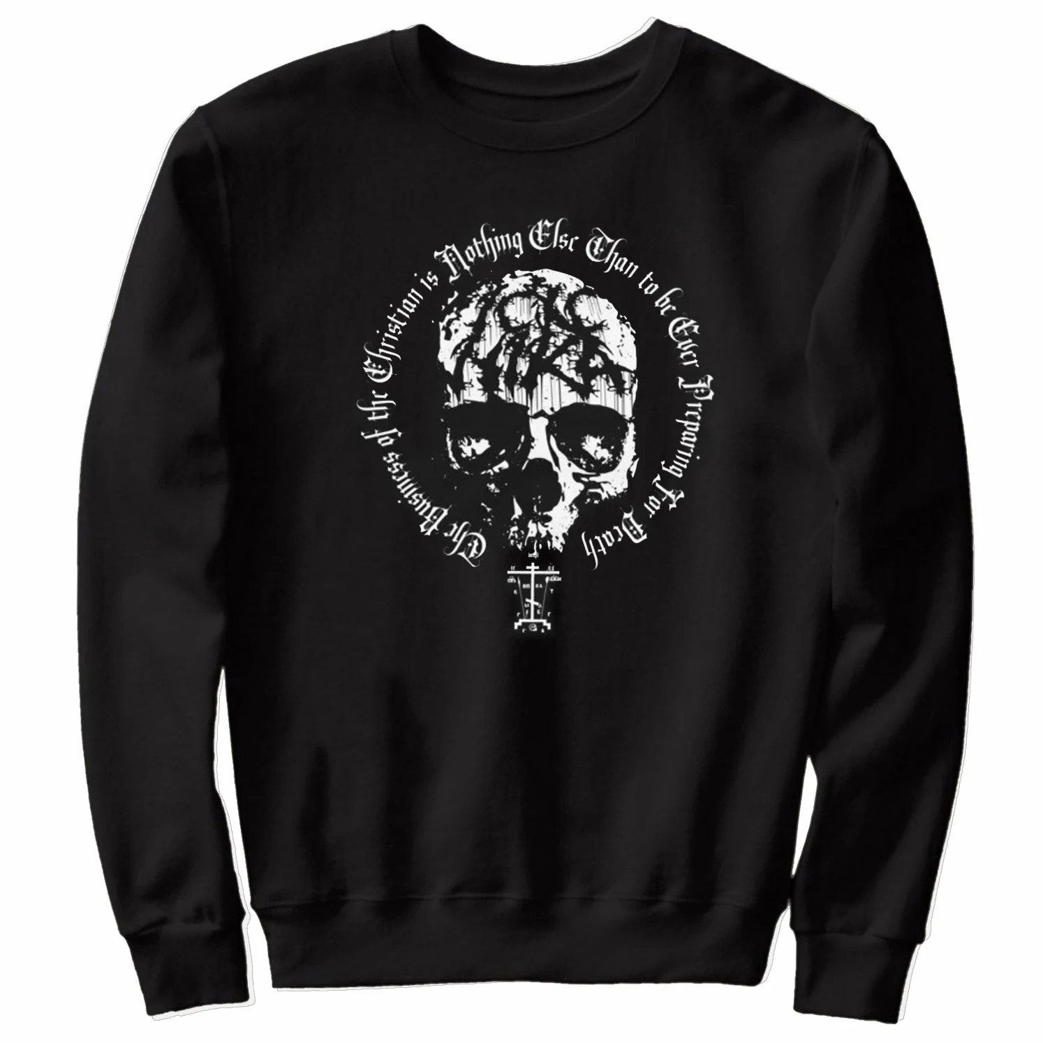 Prepare for Death Retro Eastern Orthodox Golgotha Cross Skull Pullover Hoodie 100% Cotton Casual Mens Sweatshirt Streetwear