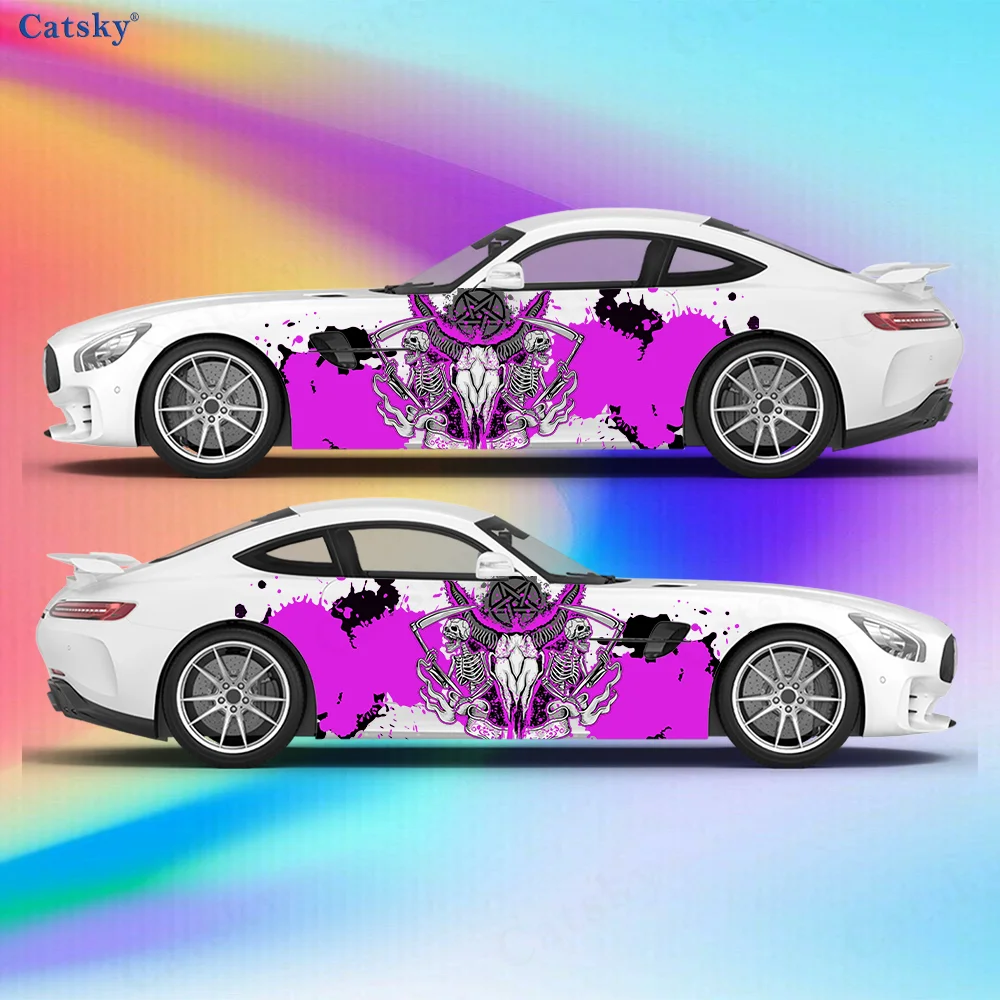 

Color Sickle Skull Horn Car Vinyl Wraps Decal Self-adhesive PVC Sticker Suitable for Trucks SUV Decoration Auto Accessories Gift