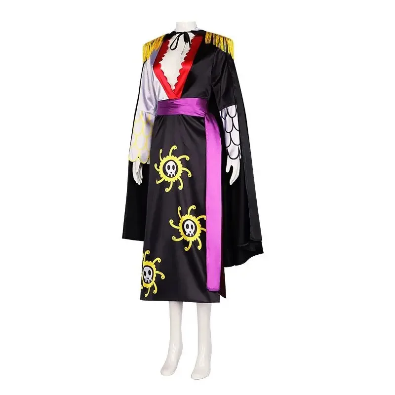 

Anime With Cloak Dress Sailor Suit Boa Hancock Cosplay Costume Black Wig Earrings tt9]
