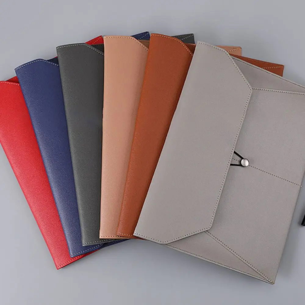 Large Capacity A4 Business Leather Document Bag Simple Waterproof Storage Data Bag Thickened Portable File Bag Office