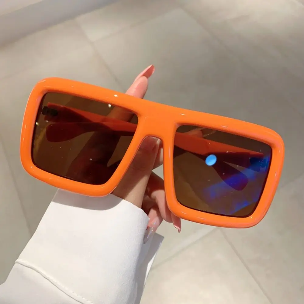 Trendy Oversized Square Sunglasses Punk UV400 Protection Thick Frame Sun Glasses Lady Shades for Beach/Travel/Streetwear