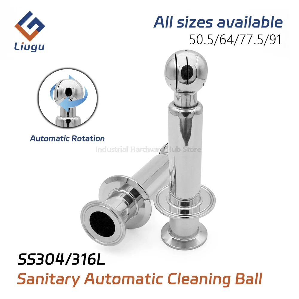 SS304/316L Boule de pulvérisation CIP rotative à double triple pince, 1,5" à 2" 1,5 à 2,5" 1,5 à 3", 360 ° Nettoyage des réservoirs pour aliments/b boissons/prétations