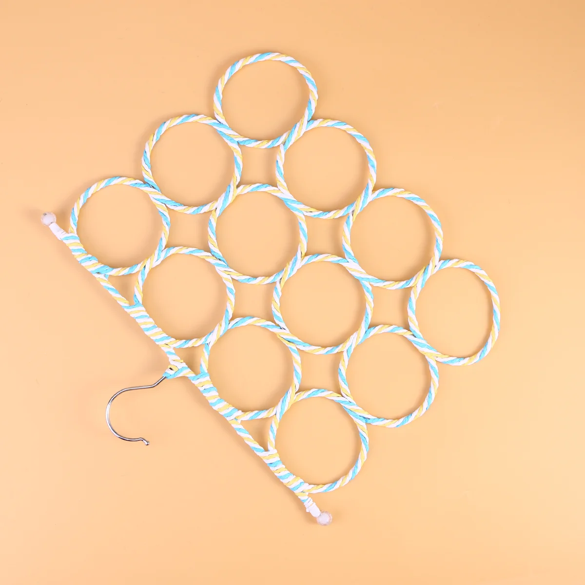 Novelty Foldable 12-Ring Eco-friendly Paper Rattan Scarf Hanger Towel Tie Holder Rack (Random Color)