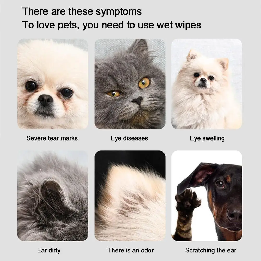 Dog Eye Wipes Puppy Kitten Tear Remover Cleaner Stain Remover Pet Cat Dog Eyes Ears Cleaning Towel Paper For Grooming Suppl X6B1