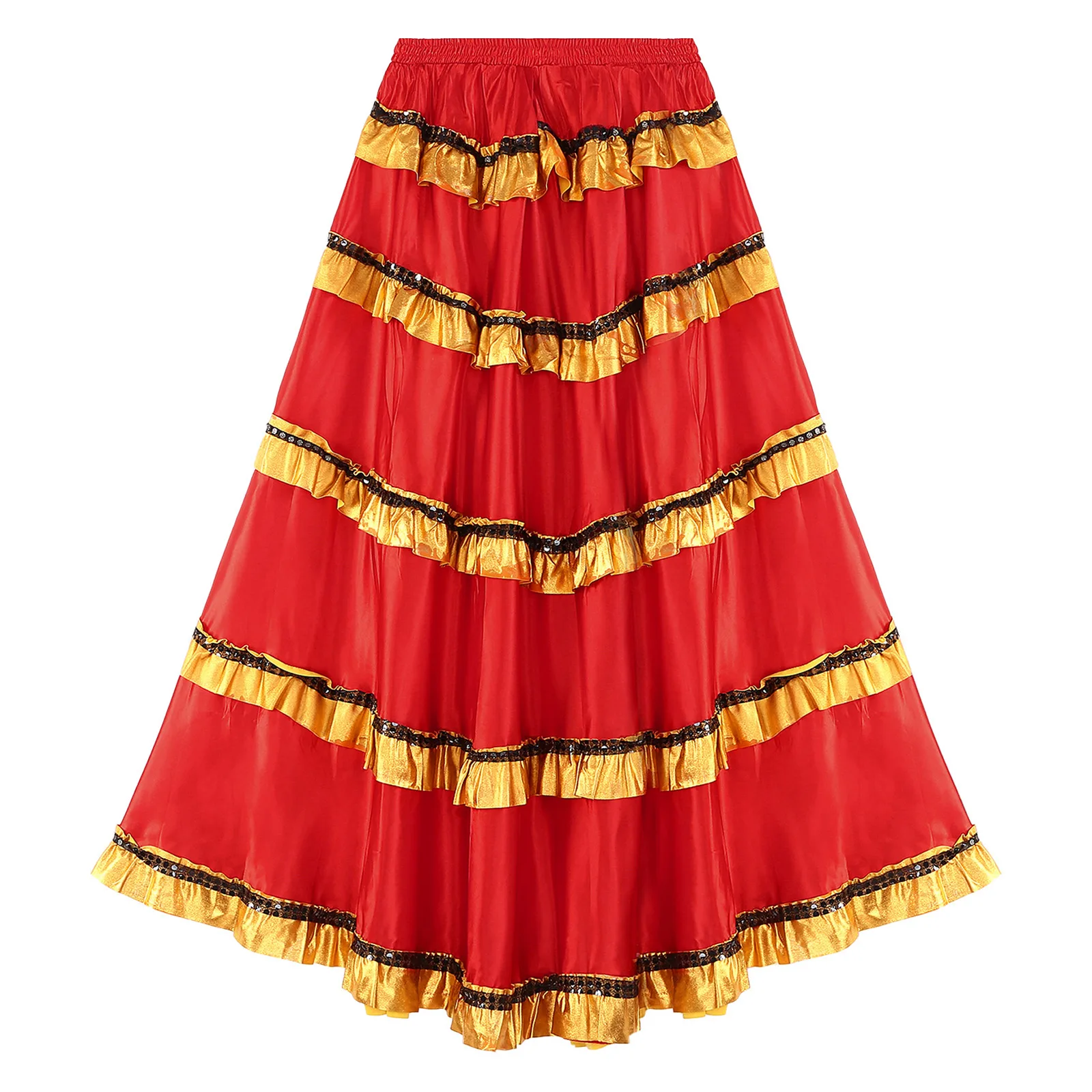 Flamenco-Kostüm für Damen, spanischer Tanzrock, Tango, Ballsaal, Volkstanz, Karneval, Folklorico, Bühnenauftritt, Stufenröcke