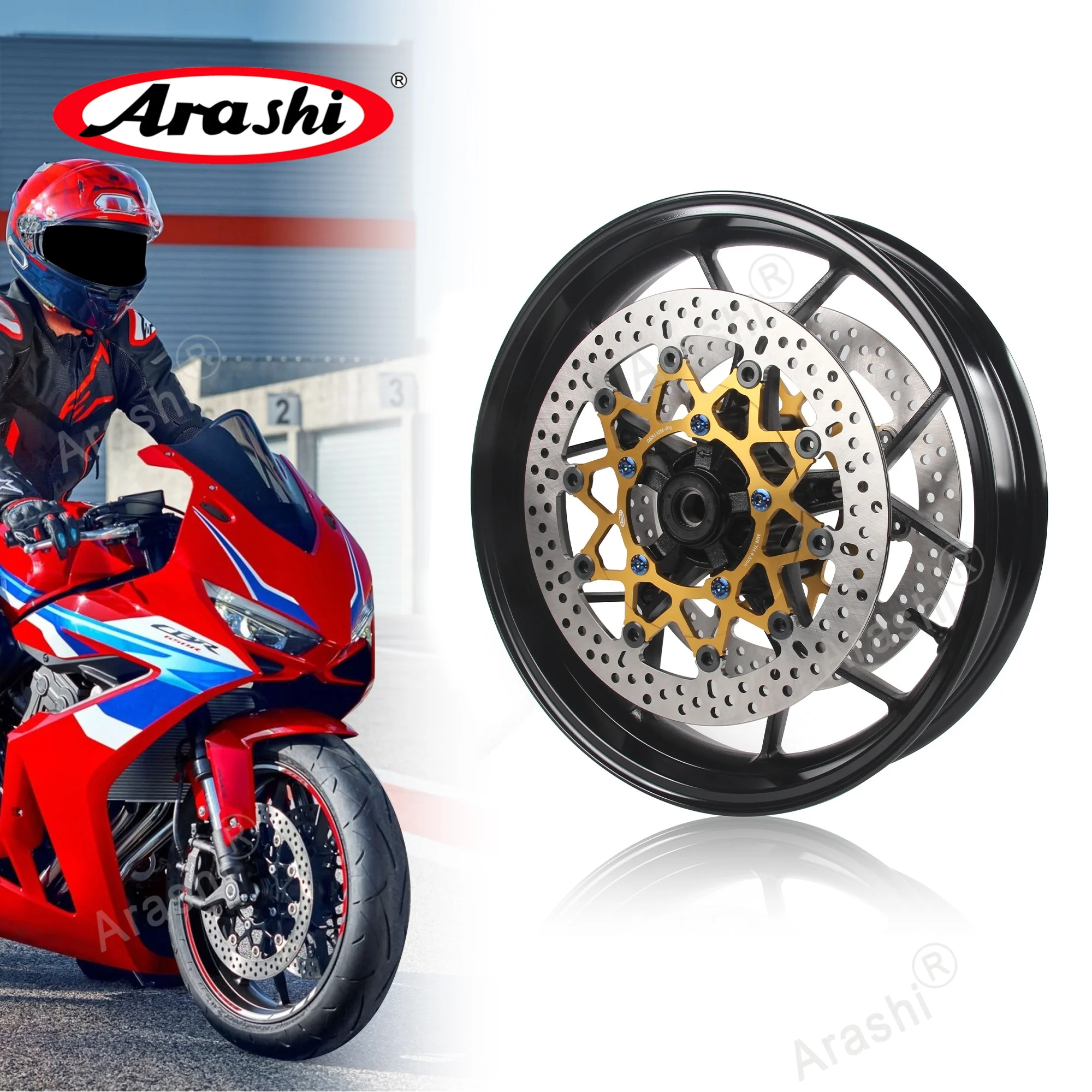 

Комплект тормозных дисков переднего колеса Arashi для HONDA CBR650R / CB650R / ABS 2019 2020 2021 2022 2023 CBR 650 R / CB 650 R Ступица шин