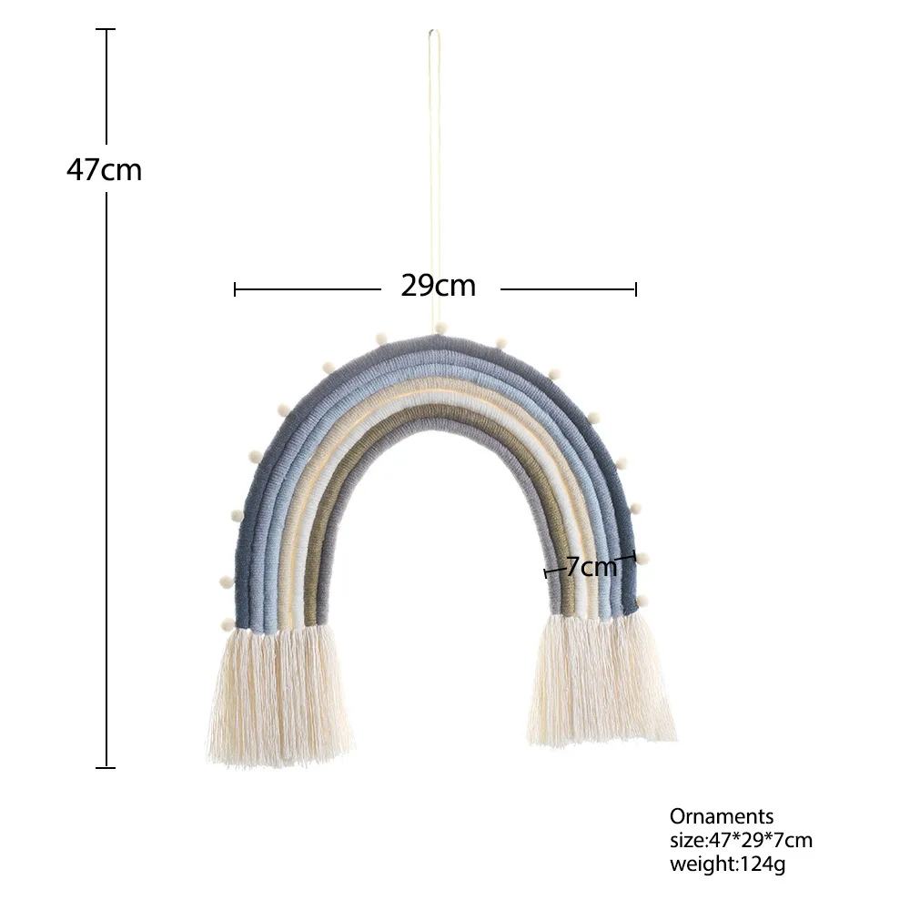 Boho Rainbow Macrame Wall Hanging, Hand Woven Tassel Wall Decor, Premium Ins Aesthetic Ornament for Kids Room & Home Decoration