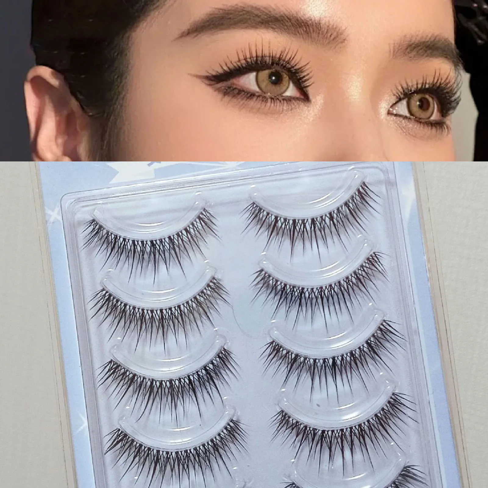 5 Pairs Wispy Fake Eyelashes Natural Looking Long Eyelashes for Beauty Blogger Makeup Supplies