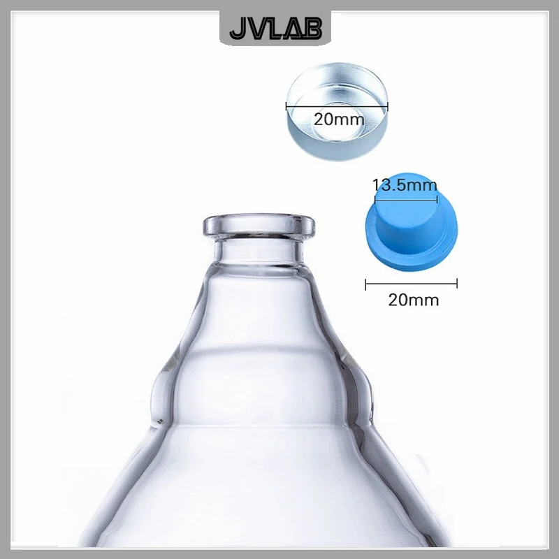 혐기성 병 1000 ml Hdspc Al Crmp 캡이있는 고 밀봉 시약 병 20mm 부틸 스토퍼 붕규산 유리 문화 병