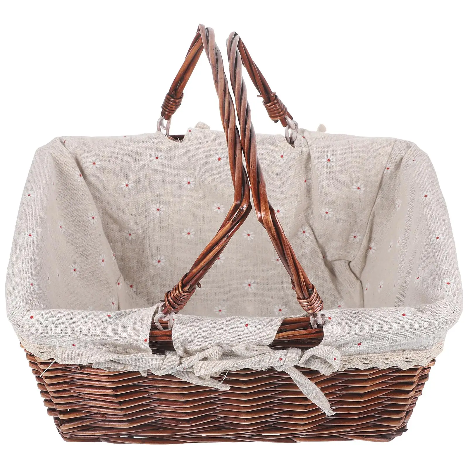 

Rattan Storage Basket Woven Baskets Fruit Organizer Vegetable -woven Picnic Bread Container Snacks Serving Food Storage
