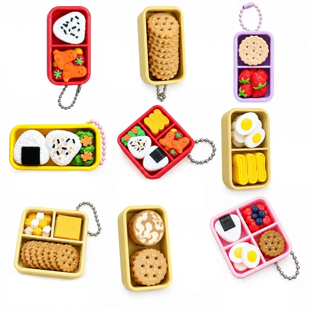 Plastic Imitation Sushi Clicker Keychain Clickable Buttons Bead Chain Food Keychain Rice Ball Fidget Clicker