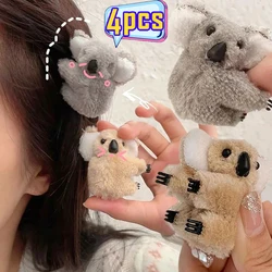 1-4Pcs Cartoon Bobby Koala Hairpins Autumn Winter Lady Cute Plush Hair Claw Clips Daily Dating Fashion Party Hair Accessories