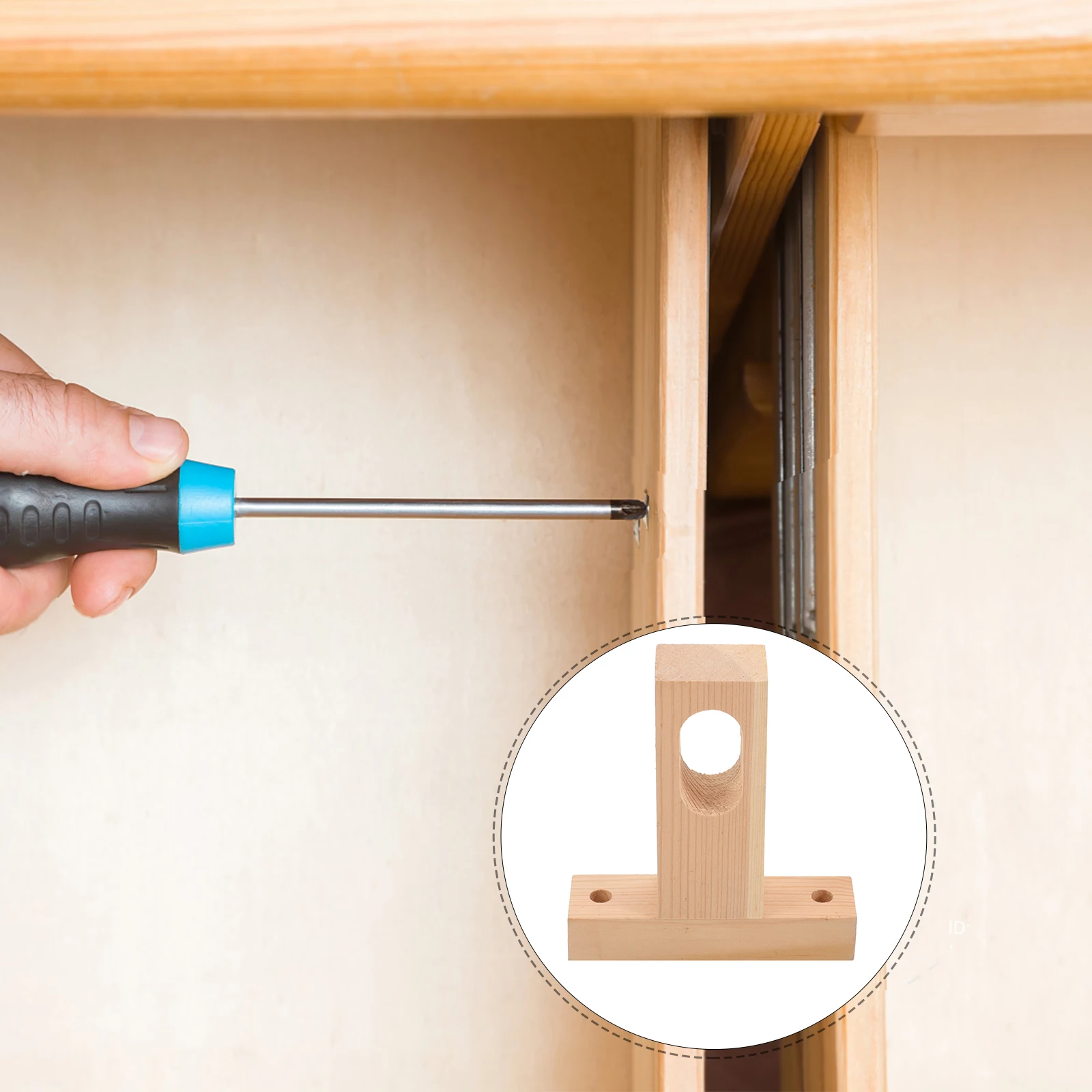 

Wooden Closet Rod Holder Flange Base Heavy Duty Bracket Wardrobe Pole Smooth Surface No Burrs Safe Storage Solution