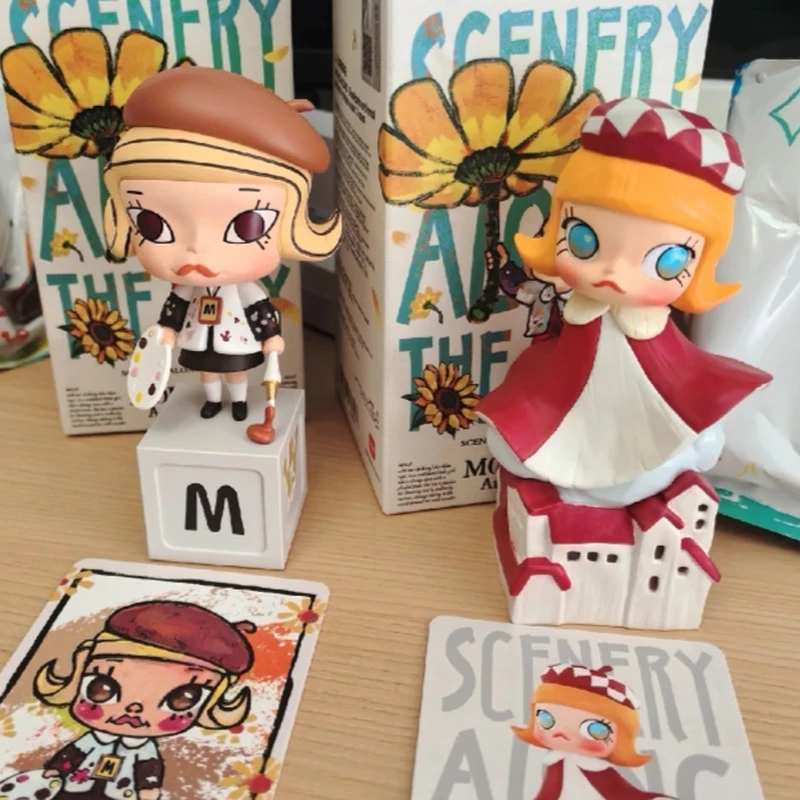 

New Genuine Popmart Molly Scenery Along The Way 20th Anniversary Series Blind Box Cute Anime Action Figure Mystery Box Fans Gift