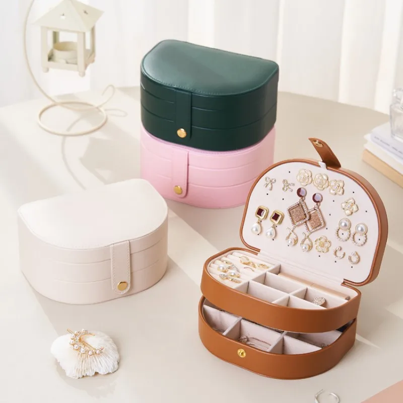 

Portable Jewelry boxes for Women Girls Gift 3 Layers PU Leather Jewelry Holder for Rings Travel Jewelry Organizer Jewelry case