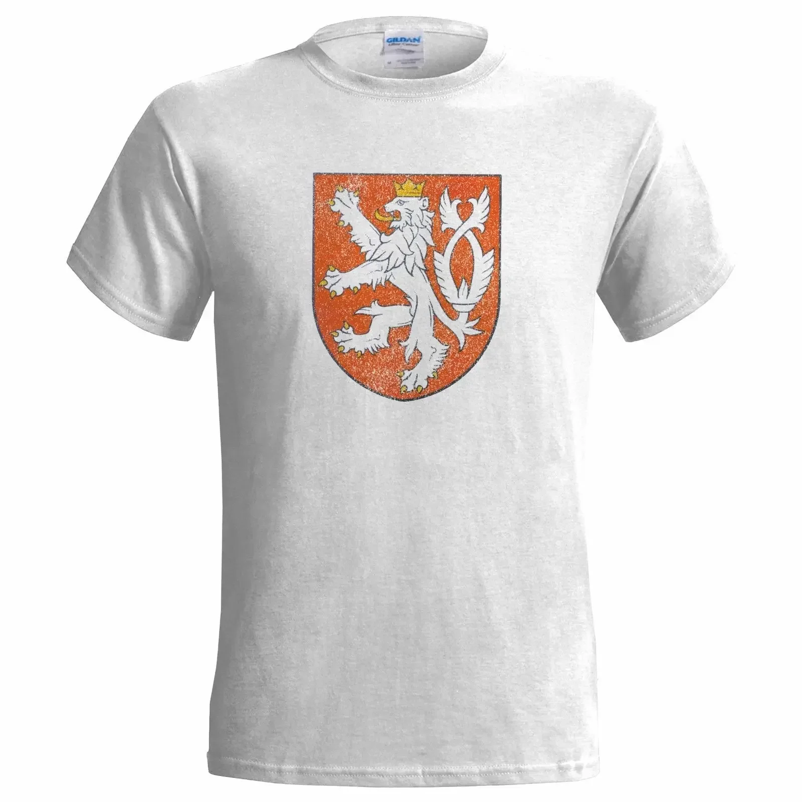 Hot Sale Summer Czech Republic Coat Of Arms Distressed Look Mens T Shirt Emblem Bohemia Flag Tee Shirt