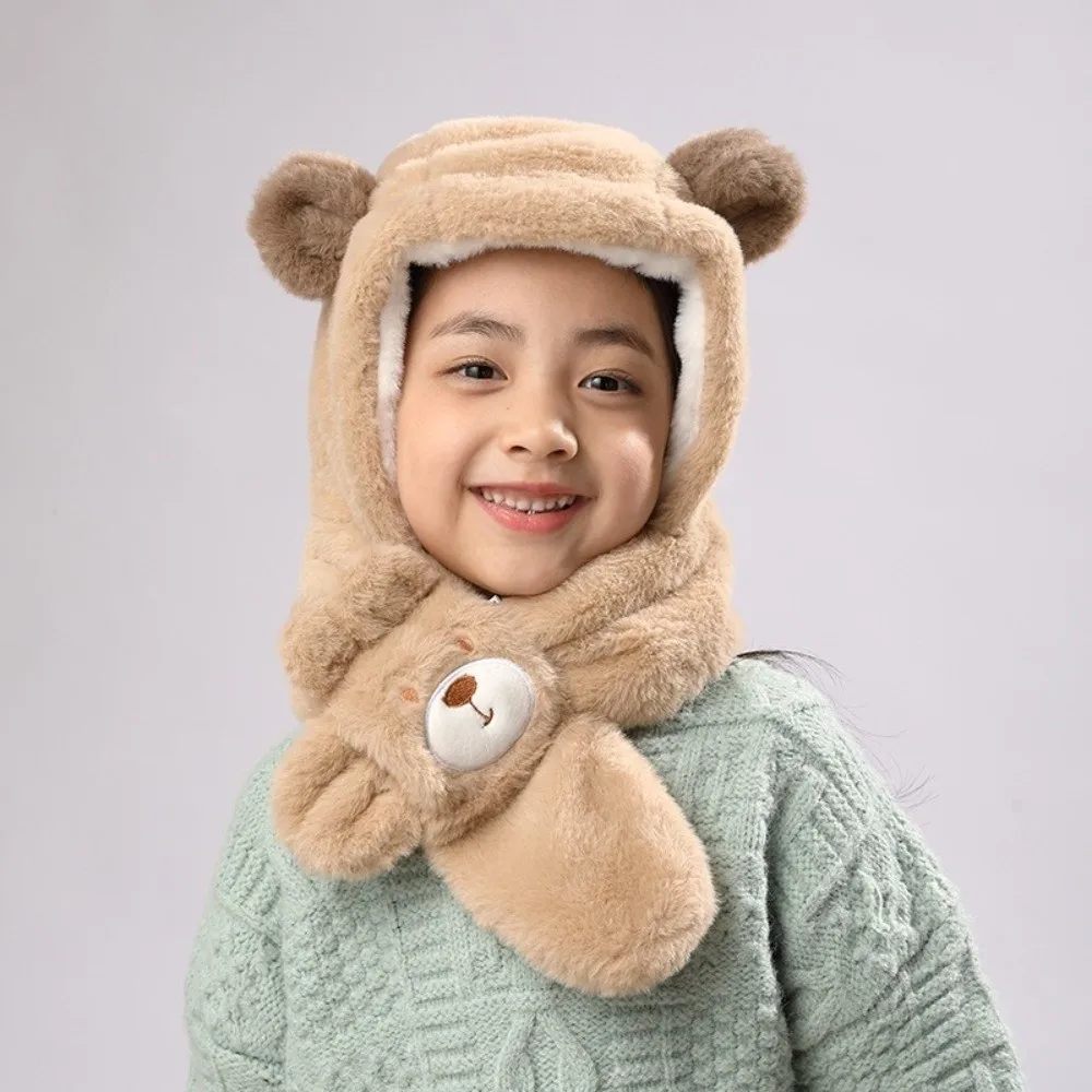 

Новая плюшевая интегрированная шапка, шарф, теплая холодостойкая грелка для шеи, ветрозащитная шапка для защиты ушей, детская шапка