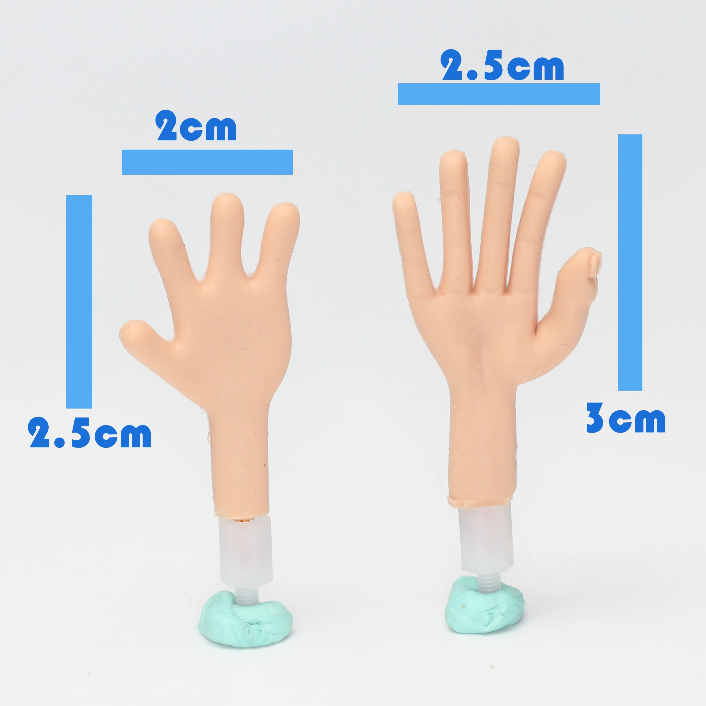 1 pair of Silicone hands with aluminum wire inside for free movement for stop motion puppet