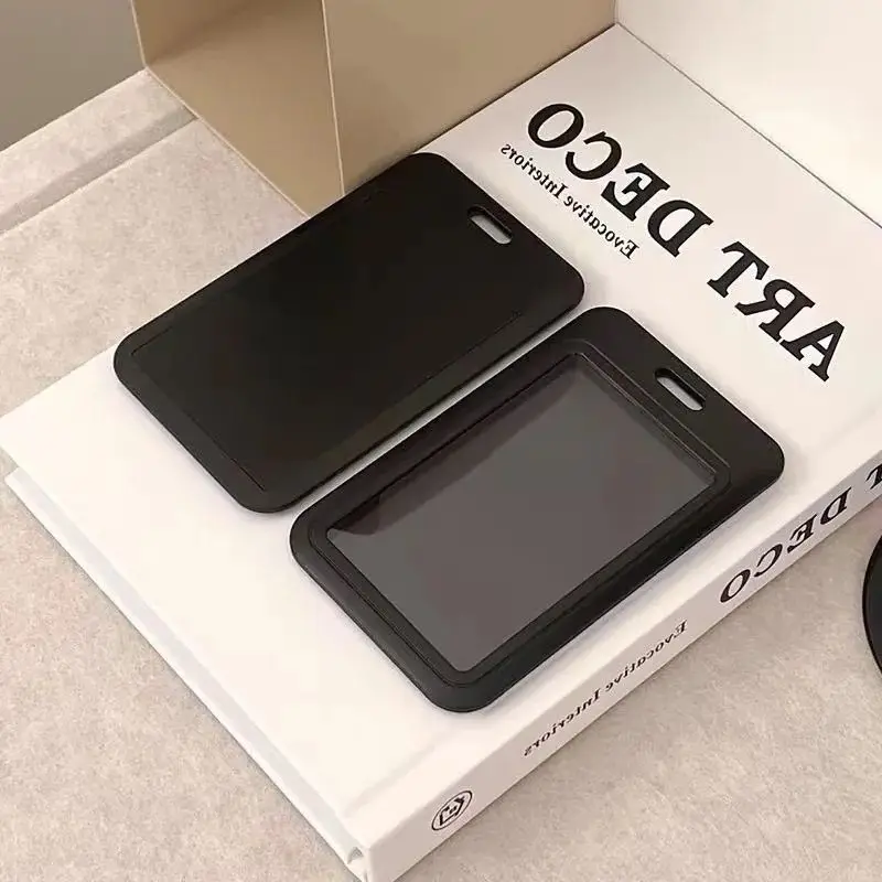 

1Set Pass ID Card Holder with Keychain Clip Solid Color Badge Holder Working Permit Case with Retractable Badge Reel Clips