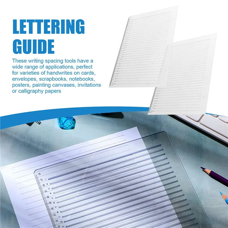 AED6-2 Pcs Plastic Straight Line Stencil Template For Journaling